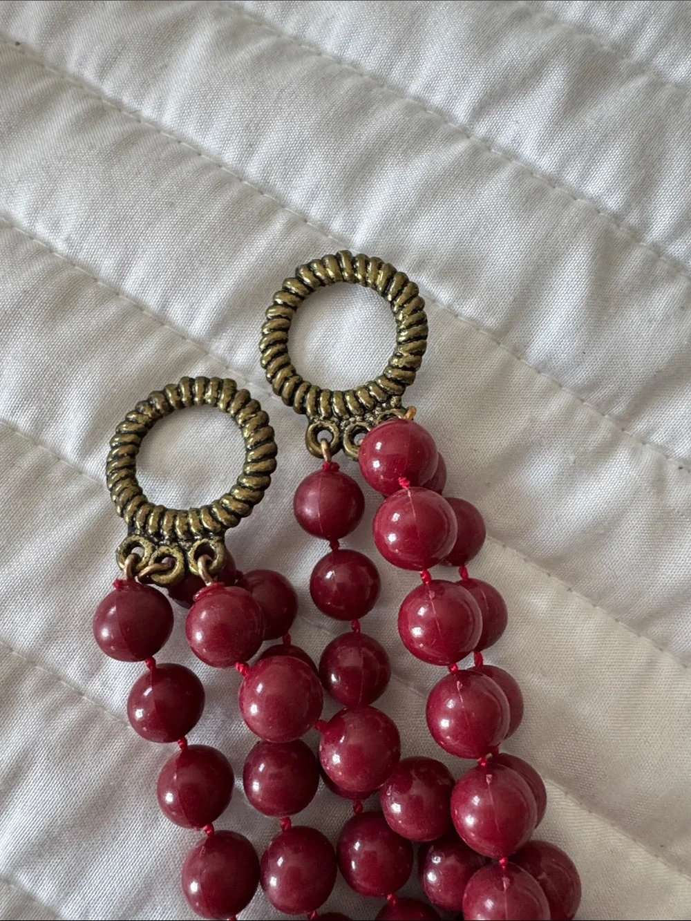Vintage Multi-Strand Burgundy Beaded Curtain Tiebacks set of two